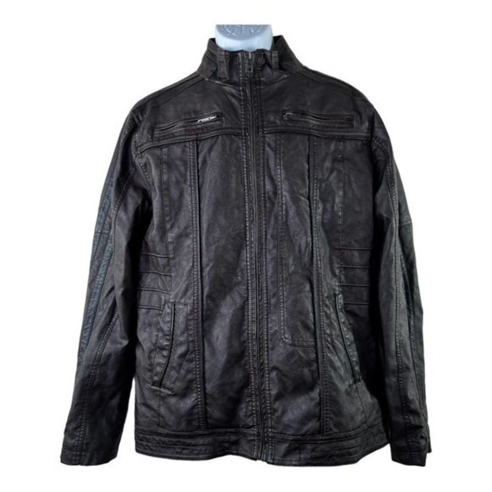 BKE Men Jacket Brown Viscose Zipper up down  2 Pocket Front size M